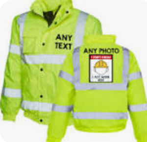 high visibility work jacket printed